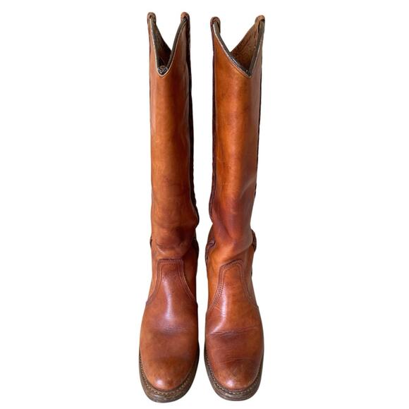 Vintage 70s Miss Capezio Brown Leather Boho Western Cowgirl Campus Boots 6 / 6.5 - Picture 2 of 8